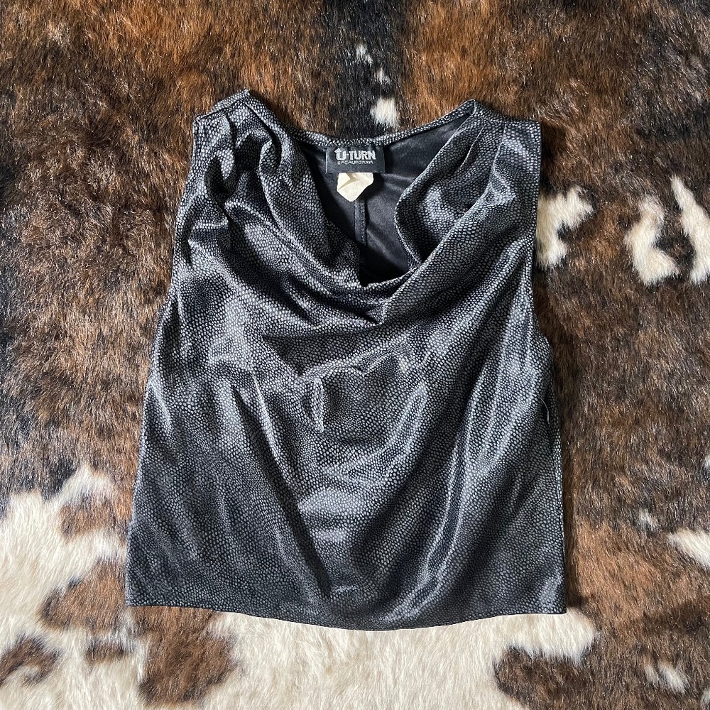 Vintage U- turn cowl neck top
